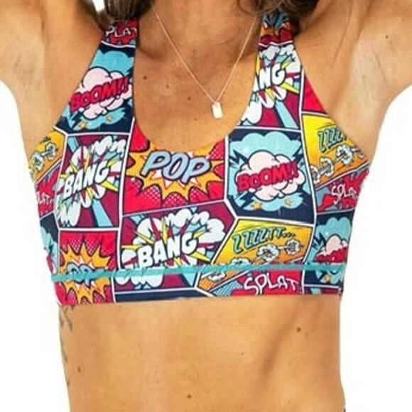 CVG Constantly Varied Gear Comic Book Butterfly Back Knockout Sports Bra Size L - Picture 1 of 13